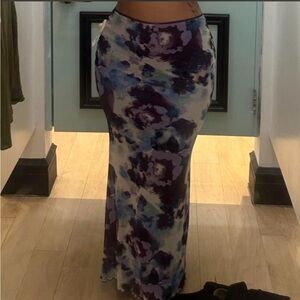 Forever 21 Purple and Blue Floral Maxi Skirt